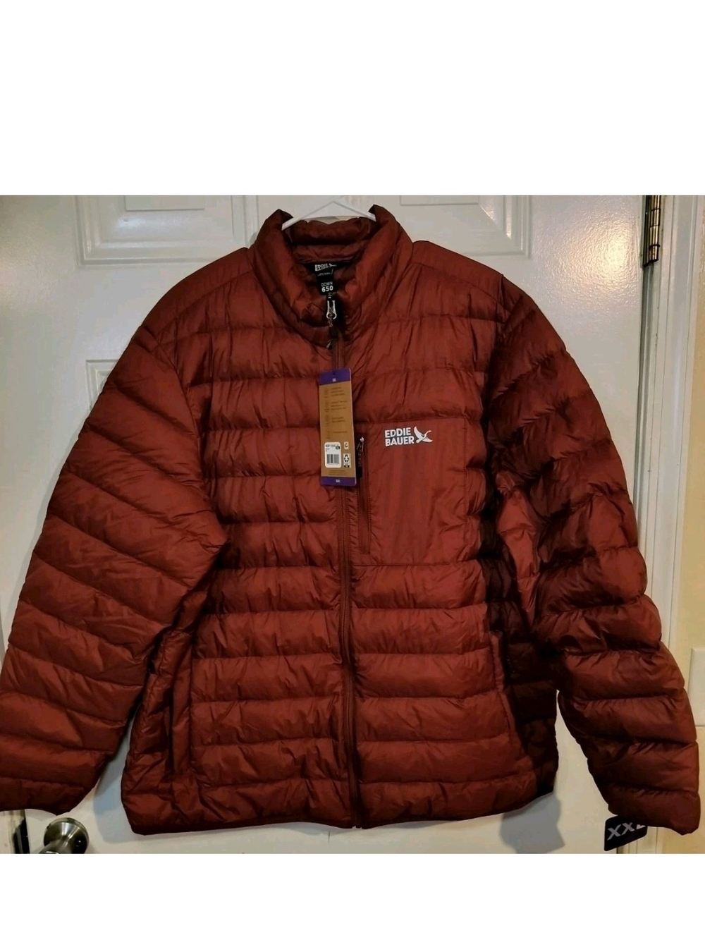 Eddie Bauer Men’s XXL Brown Packable Down Puffer Jacket 650 Fill NWT - Picture 4 of 8